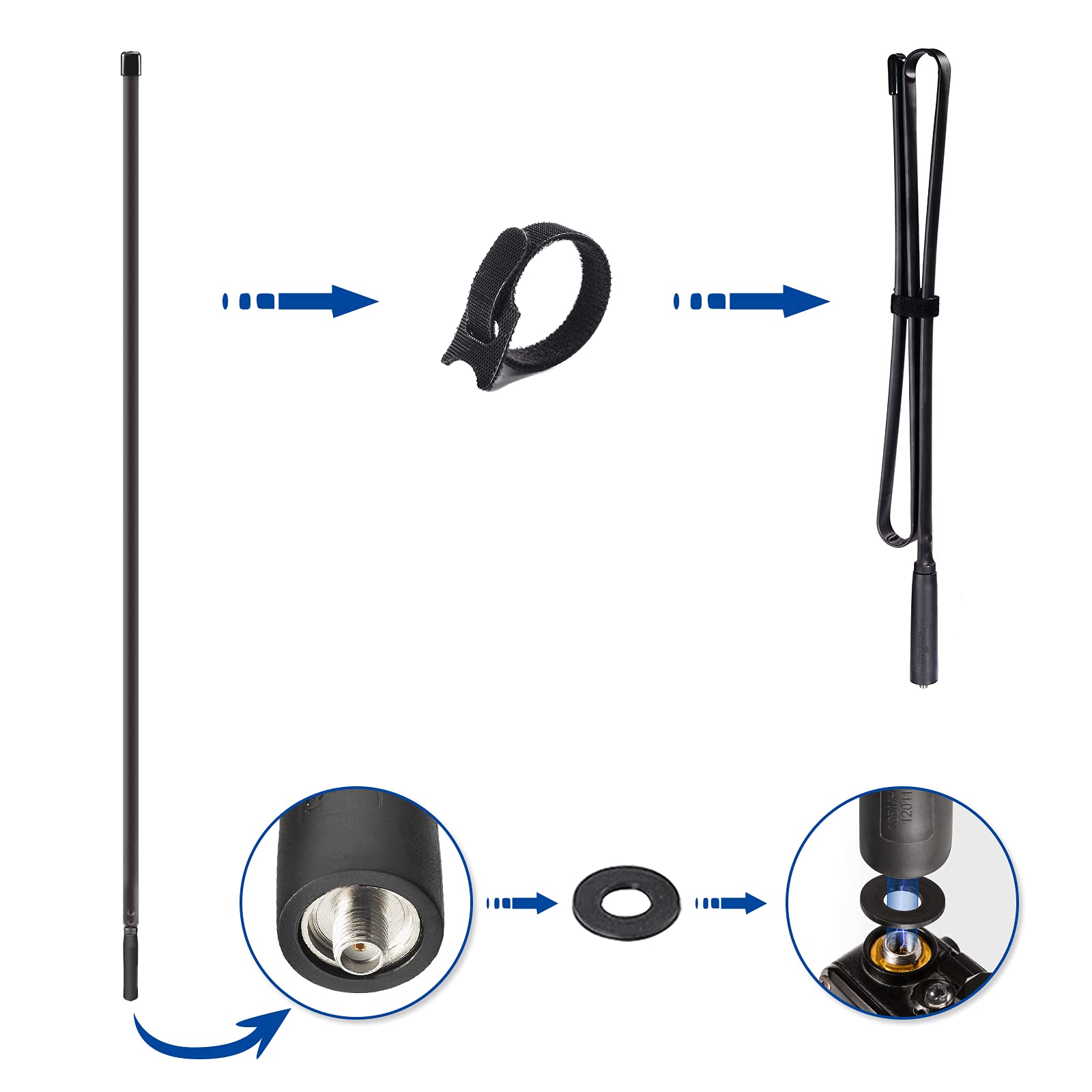 Bingfu Dual Band Vhf Uhf 136 520Mhz 42.5 Inch Foldable Cs Tactical Sma Female Ham Radio Antenna For Kenwood Wouxun Baofeng Bf F8