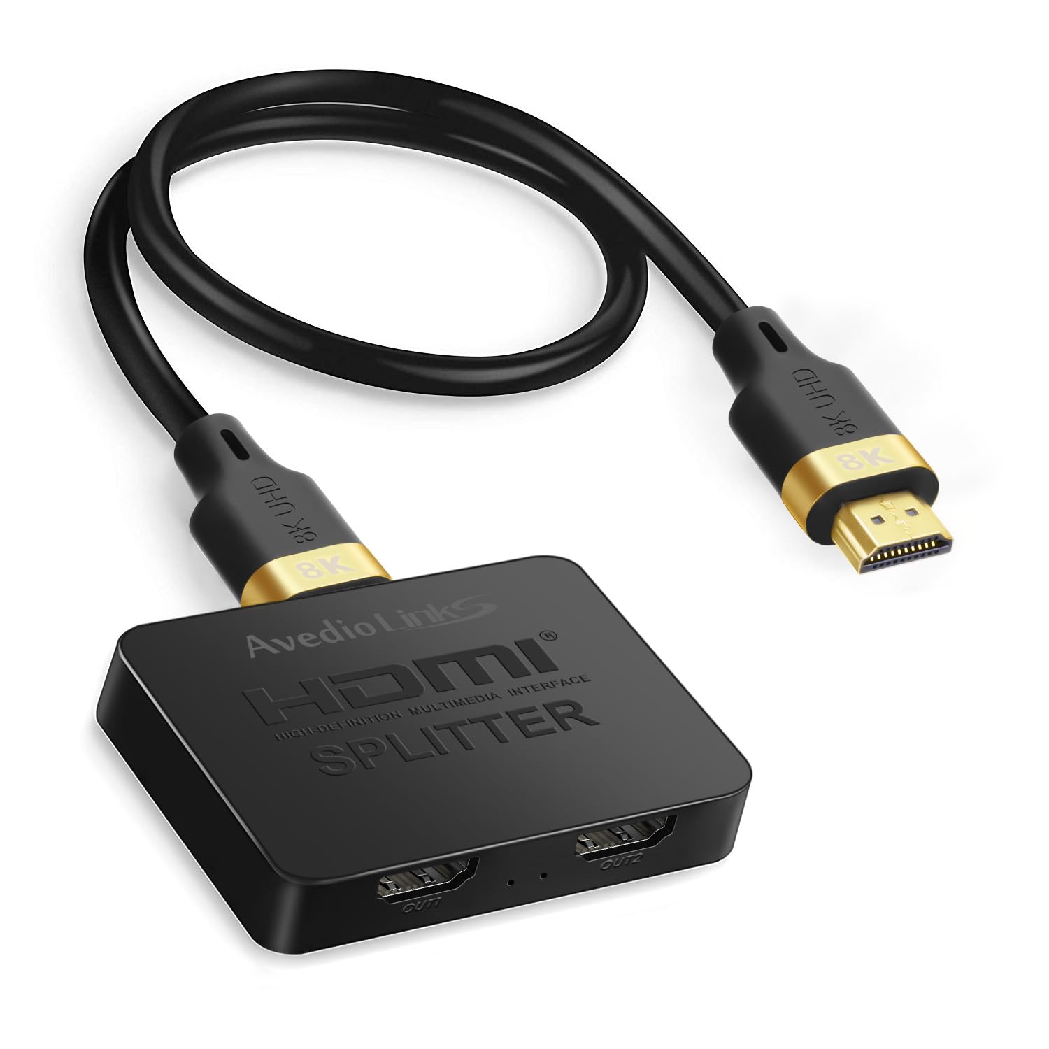 Avedio Links 8K@60Hz Hdmi Splitter 1 In 2 Out [With 4Ft 8K Hdmi Cable], 4K@120Hz Hdmi 2.1 Splitter 1 In To 2 Identical Outputs F