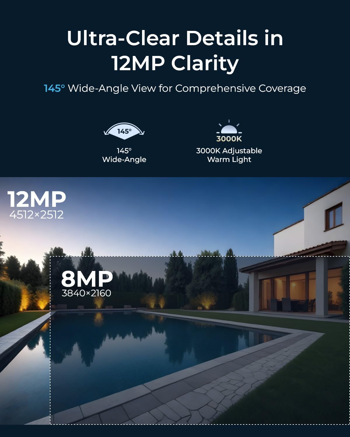 Reolink Rlc 1240A First 12Mp Vandalproof Poe Security Camera,145� Wide Viewing Angle, Featuring Color Night Vision, Two Way Talk, Smart Person/Vehicle/Animal Detection, Ip67 Weatherproof