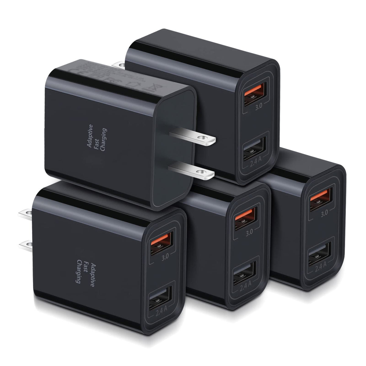 Quick Fast Charge 3.0 Usb Wall Charger, Costyle 5 Pack 30W Dual Usb Power Adapter (Fast Charge 3.0&5V 2.4A) Adaptive Fast Chargi