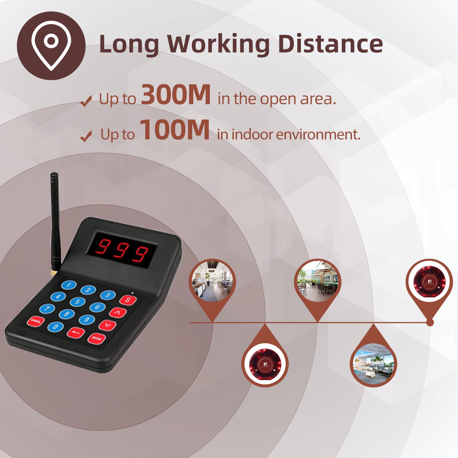 Retekess T119 Pagers For Restaurants, Restaurant Coaster Pager, Cancel Call,Charge A Single Pager With A Usb Charging Cable,10 R