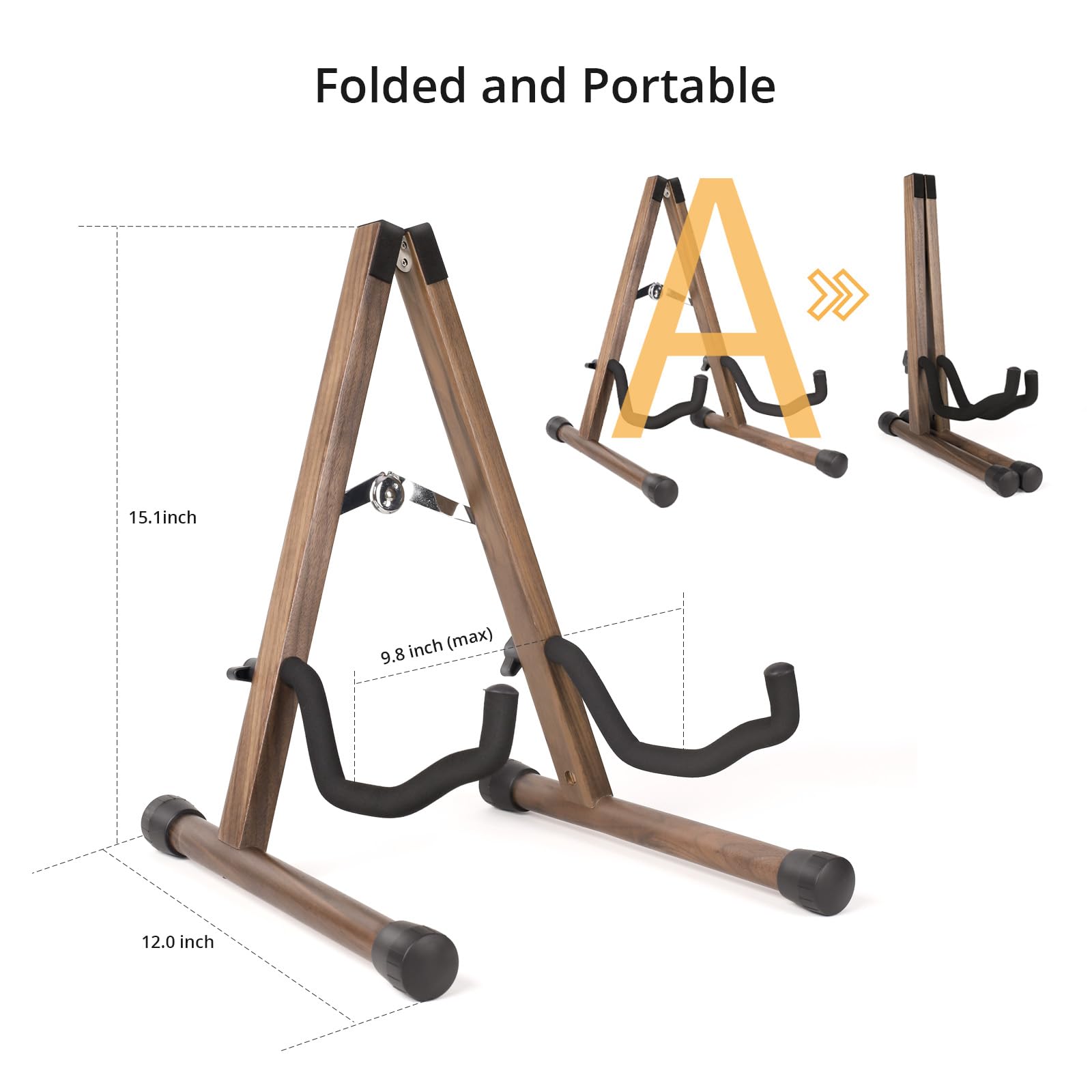 Muso Nutral Wood Guitar Stand, A Frame Folding, Easy Assembly And Portable, For Guitar,Bass,Ukulele,Banjo,Cello,Mandolin,Durable