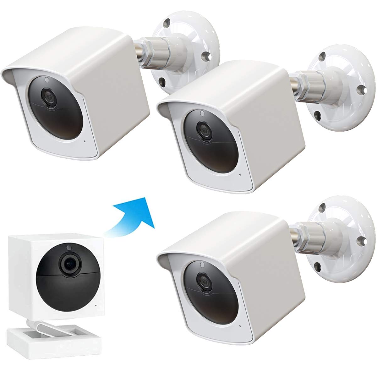 Pef Mount For All New Wyze Cam Outdoor, Weatherproof Protective Cover And 360 Degree Adjustable Wall Mount For Wyze Camera Outdoor Indoor Wire Free Smart Home Camera System (White, 3 Pack)