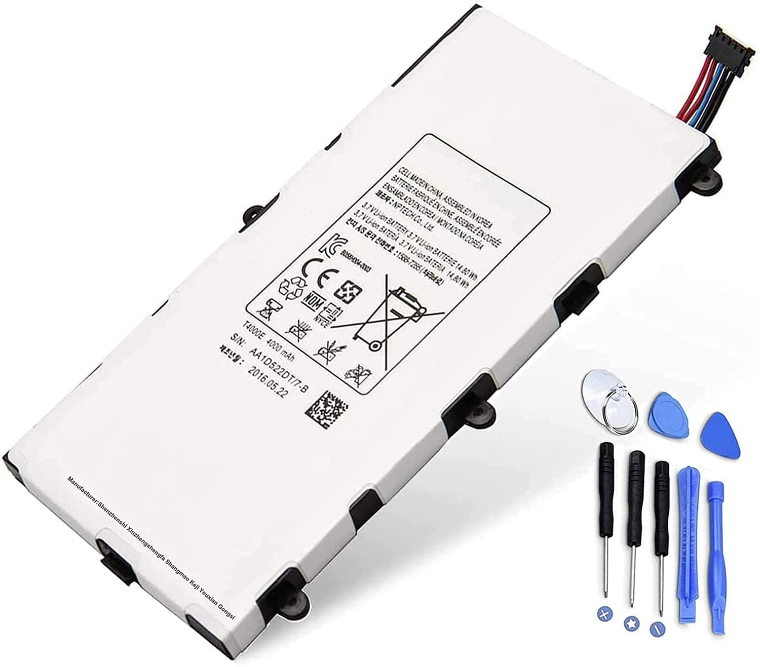 Hubei T4000E Li-ion Tablet Battery Replacement for Samsung Galaxy Tab 3 7.0" SM-T210 White 3.7V 14.8Wh