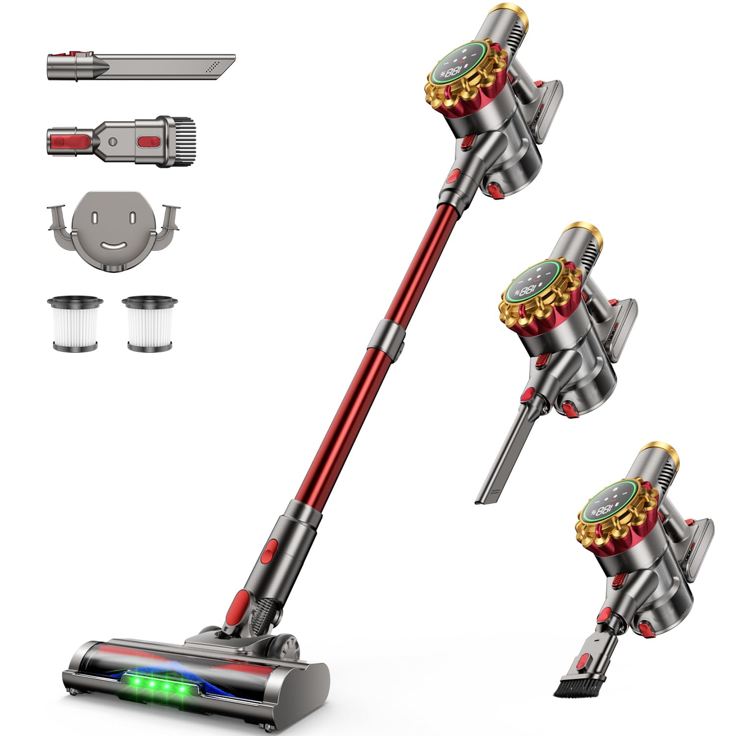 AIPOWAY Cordless Vacuum Cleaner 580W 50Kpa Vacuum Cleaners for Home, 65 Mins Battery Stick Vacuum Anti-Tangle, Self-Standing, 8-