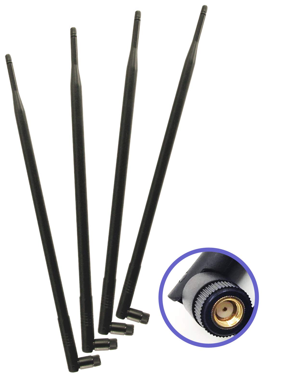 4 Pcs Of Universal 9Dbi Wi Fi 2.4/5Ghz Dual Band Rp Sma Male Antennas Extension For Ip Wireless Security Camera Router And Cctv Hd Wireless Camera System Video Antenna For Nvr Security Ip System