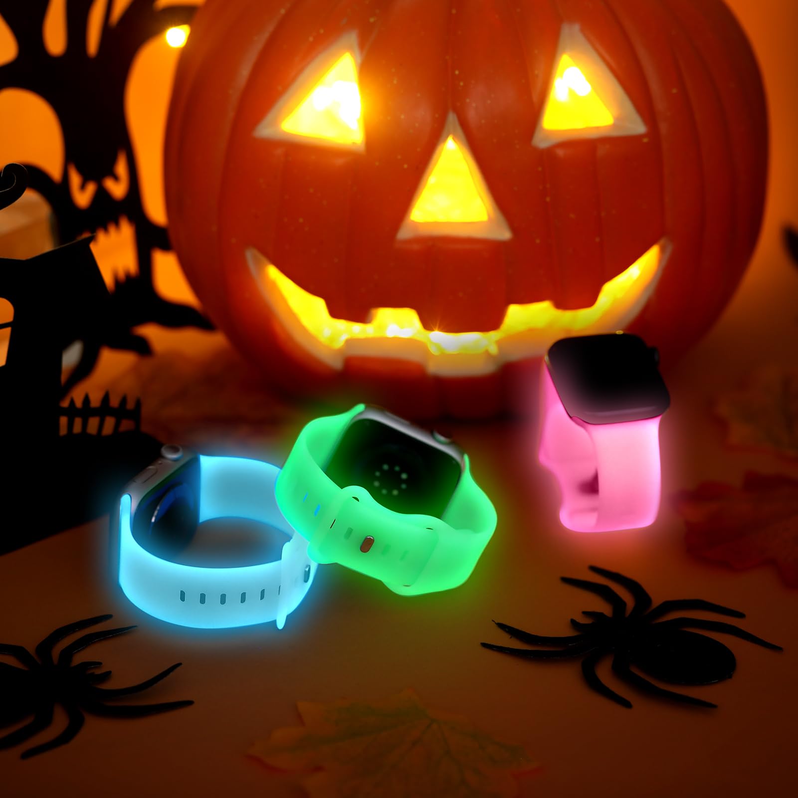 Halloween Glow Band Compatible With Cute Apple Watch Bands 40Mm 38Mm 41Mm 44Mm 45Mm 42Mm 49Mm For Women Men, Soft Silicone Strap