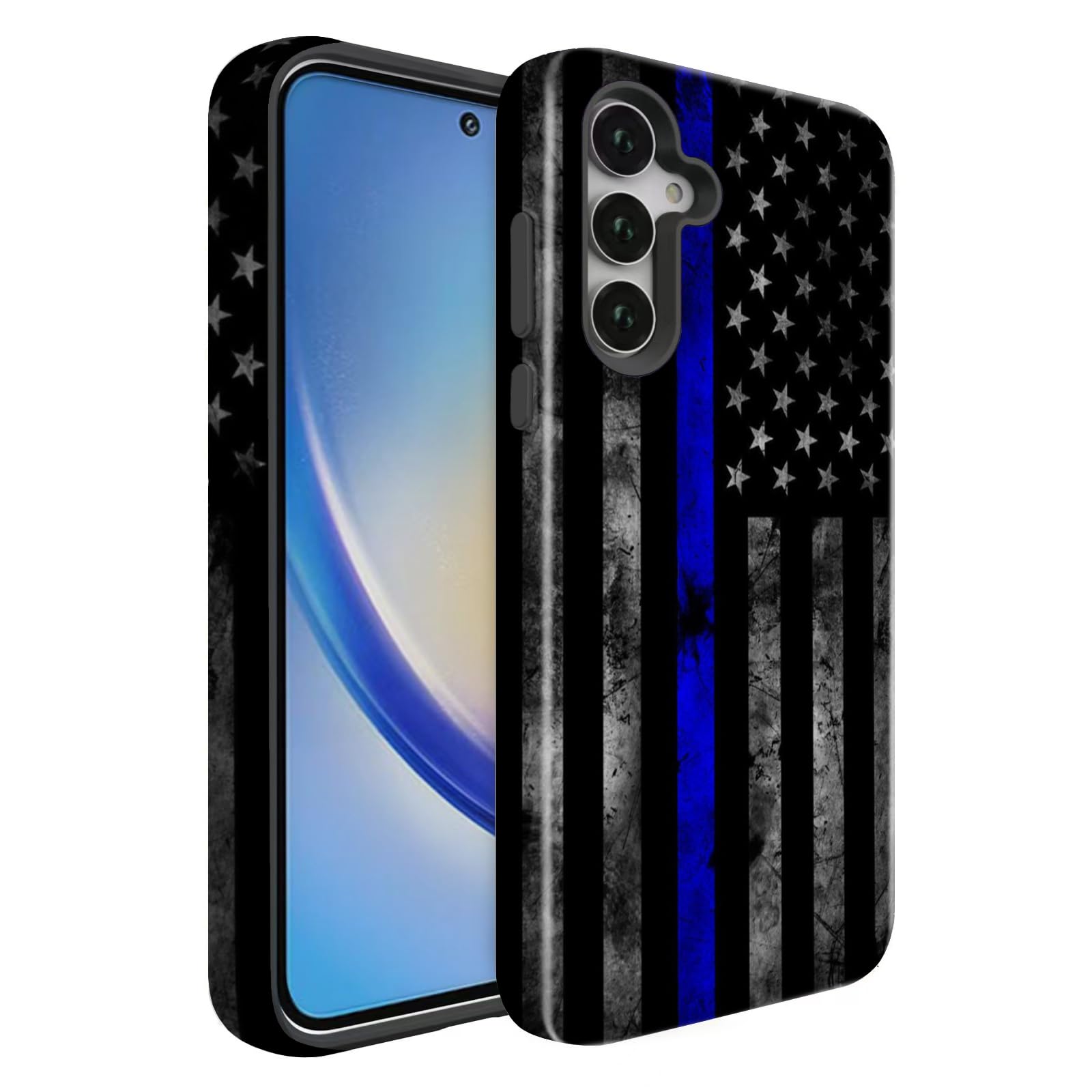 BSMOSPER Compatible for Samsung Galaxy S25 Plus 5G Case, Dual Layer Heavy Duty 2 in 1 Shockproof Protective Phone Case,Blue Line
