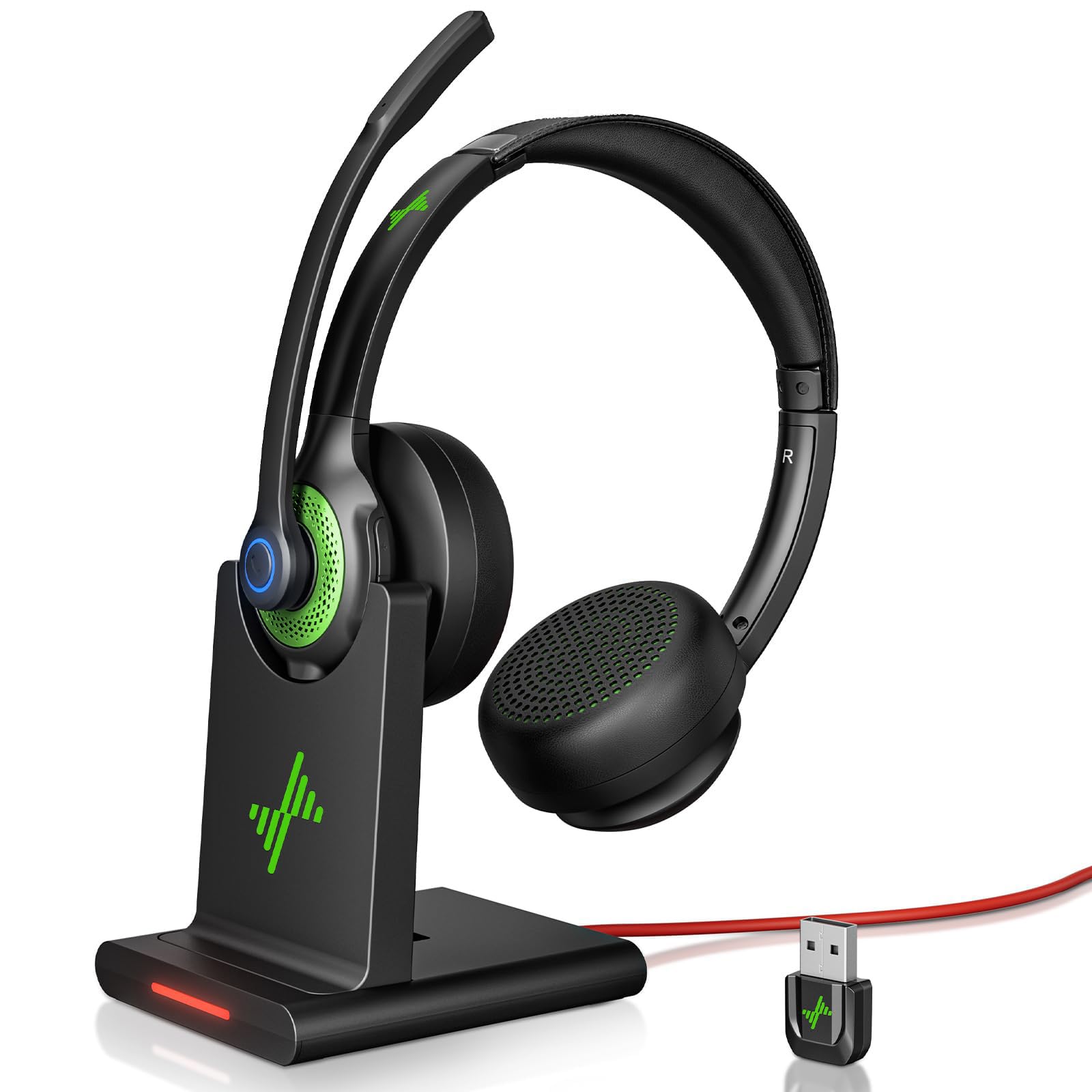 Bluetooth Wireless Headset with Mic for Work, Bluetooth 5.2, Advanced Noise Reduction Microphone, Clear Calls  Comfortable OnE