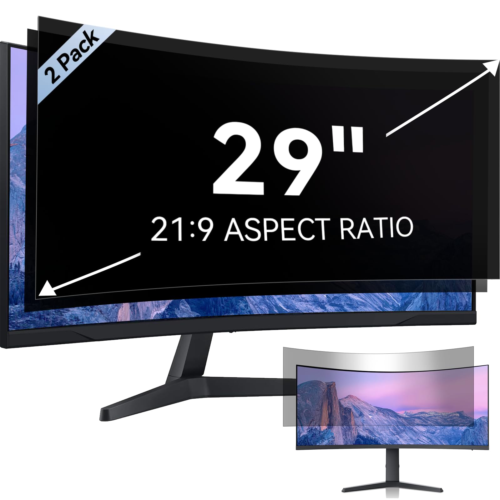 [2 Pack] 29 Inch Computer Privacy Screen For 21:9 Aspect Ratio Widescreen Monitor, Eye Protection Anti Glare Blue Light Computer