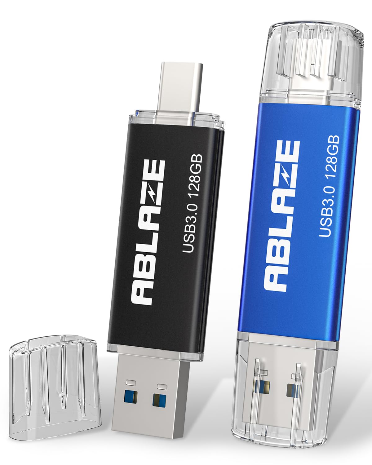Ablaze Usb C Flash Drive 128Gb 2 Pack, Dual Usb 3.0+Type C Flash Drive For Iphone 15, Android Smartphone, Computer,Tablet Mac La