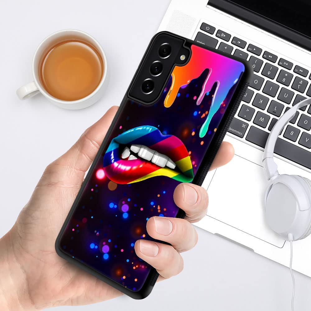 Daizag Compatible With Samsung Galaxy S22 Ultra Case,Sexy Rainbow Lips For Man Woman, All Round Protection Shockproof Anti Scrat