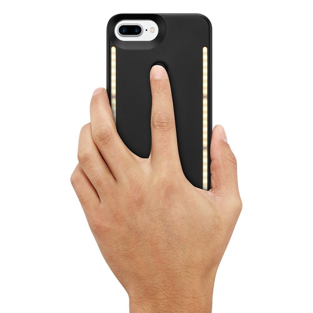Lumee Duo Phone Case, Black Matte | Front & Back Led Lighting, Variable Dimmer | Shock Absorption, Bumper Case, Selfie Phone Cas