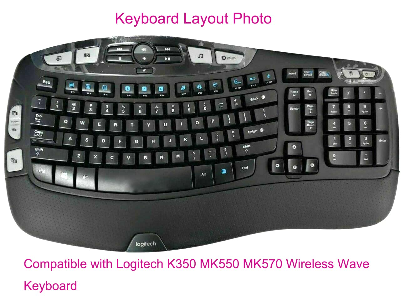 Dust Proof Silicone Keyboard Protector Skin Cover Compatible With Logitech K350 Mk550 Mk570 Wireless Wave Keyboard (Mint Ombre)