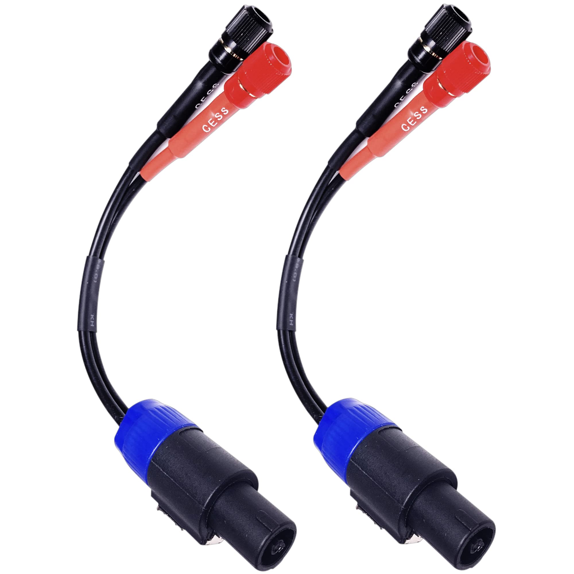 Cess 089 Speakon Plug To Female Banana Jack Speaker Cable, Accept Banana Plug, Spade Fork And Bare Wire, 2 Pack