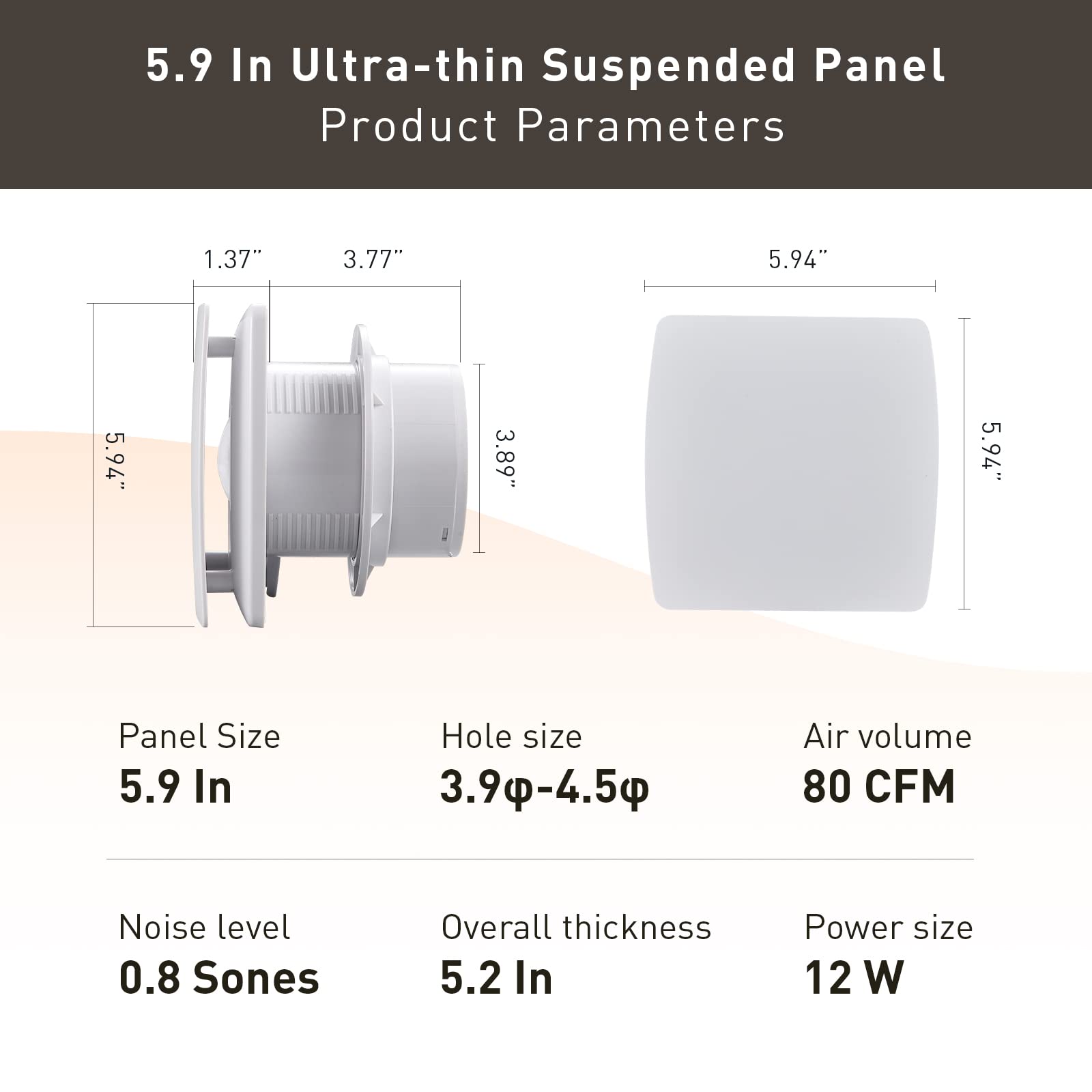 Hehou Bathroom Window Exhaust Fan - Super Quiet 4 In, 80 CFM, White, Plastic, Model: Hehou