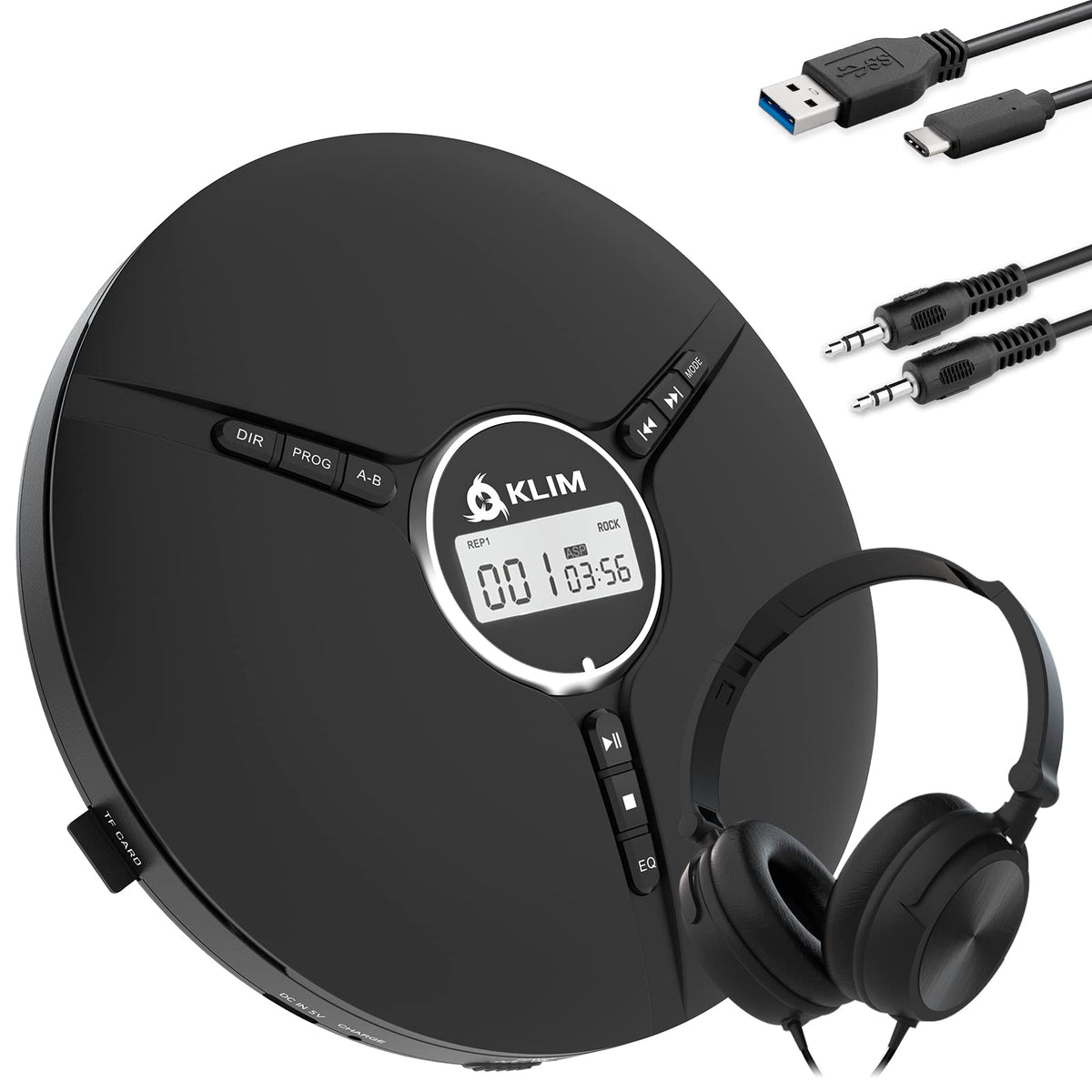 Klim Discman With Headphones   Portable Cd Player With Headphones   New 2023 Version + Ideal Car Cd Player + Compatible Cd R, Cd