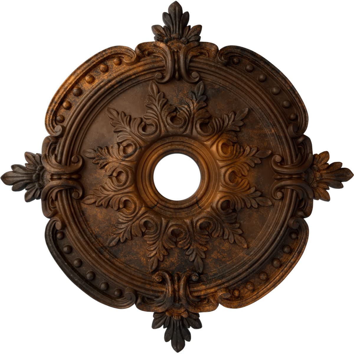 28 3/8OD x 3 3/4ID x 1 5/8P Benson Classic Ceiling Medallion (Fits Canopies up to 6 1/2), Hand-Painted Rust