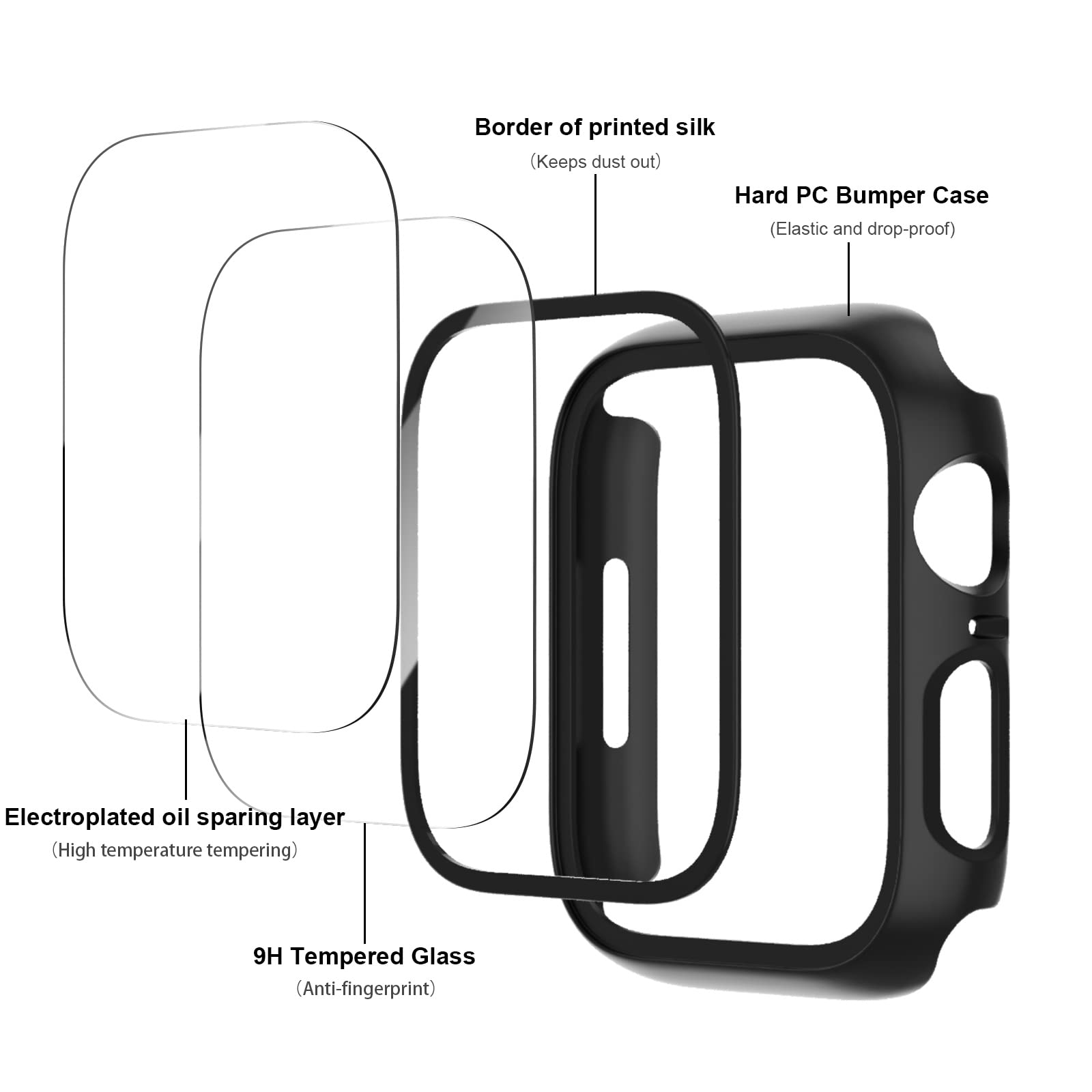 Jerxun 6 Pack Case With Tempered Glass Screen Protector For Apple Watch Series 3 Series 2 Series 1 38Mm, Ultra-Thin Scratch Resi