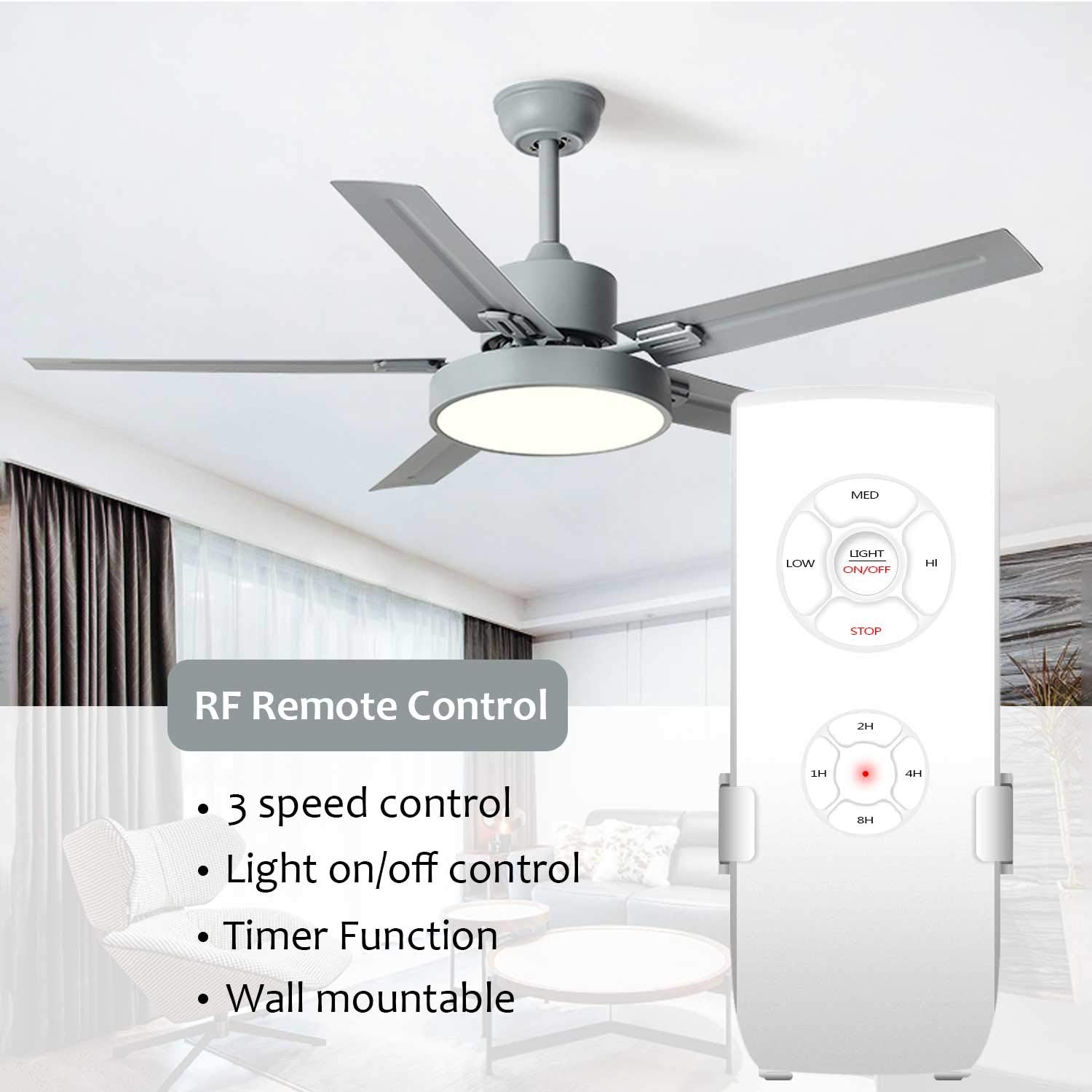 2 Pack Small Size Universal Ceiling Fan Remote Control Kits, 3 In 1 Fan Speed, Light And Timing Wireless Control Receiver For Ce
