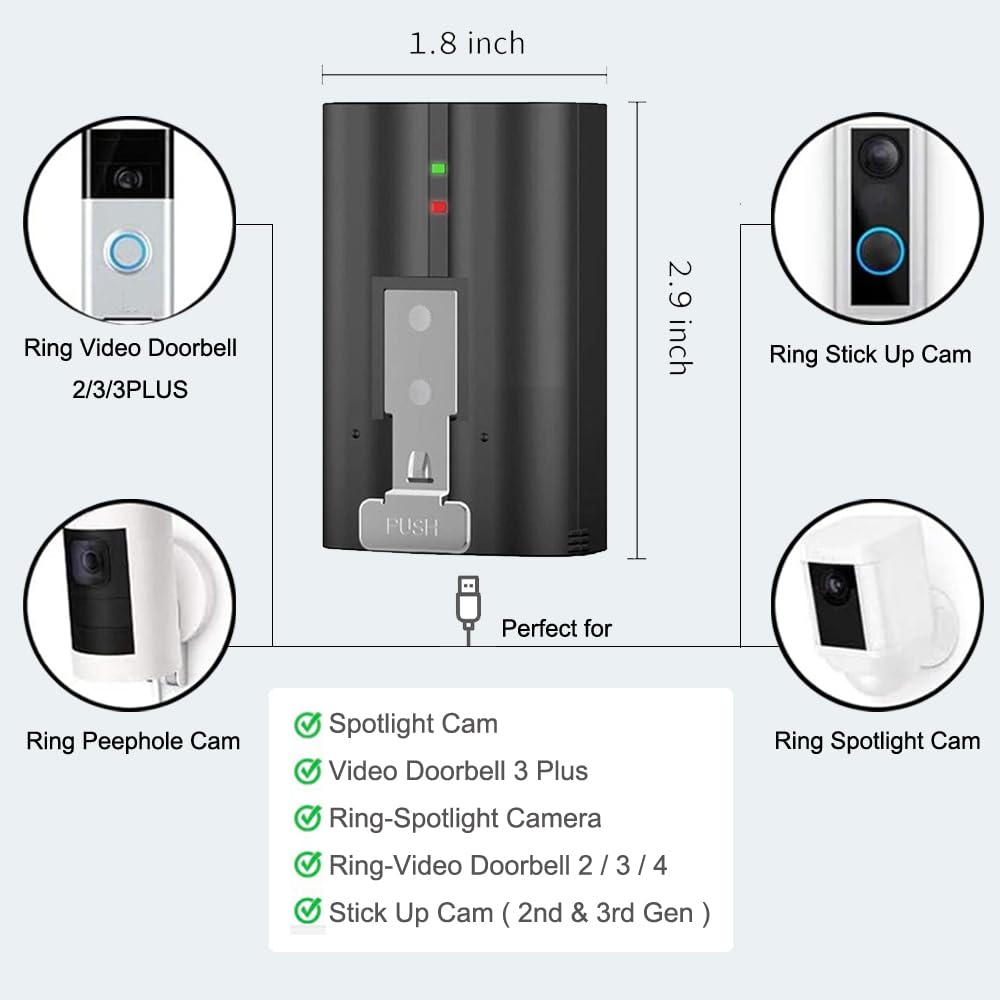 Replacement Battery With Charger Station For Ring Doorbell Camera 1 And 2, Spotlight Camera And Stick Up Camera, Rechargeable Up