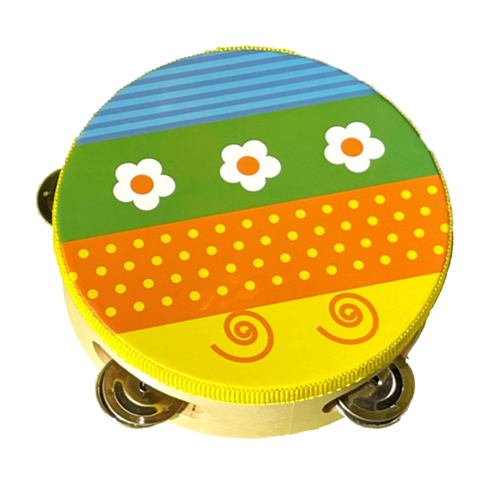 MERISHOPPWood Handheld Tambourines Handbell Educational Toy for Dancing Game Toys KTV 15cm Flower|Musical Instruments & Gear | P