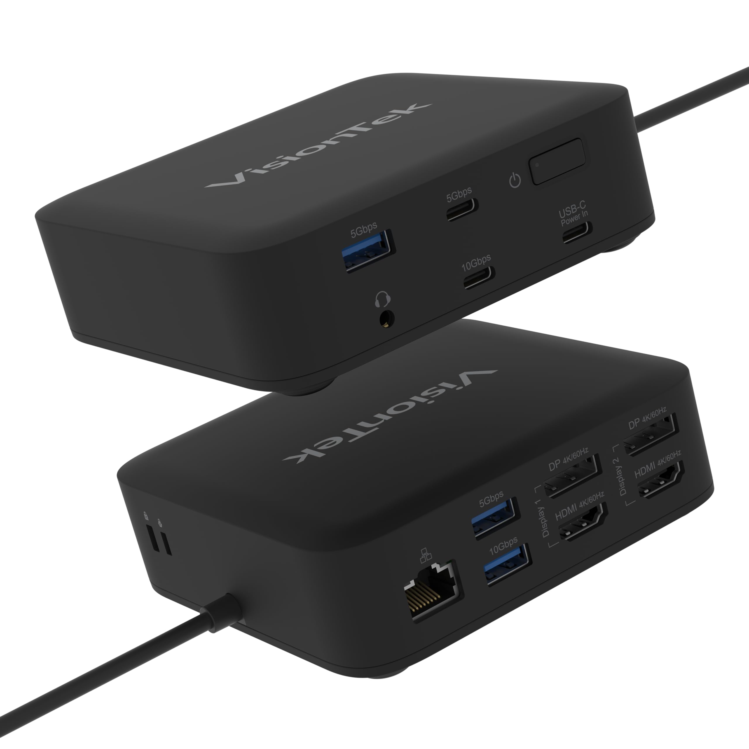 VisionTek VT1200DL USB-C Docking Station Dual 4K - 2X HDMI, 2X DisplayPort, 100W Power Passthrough, Universal Laptop Dock for Wi