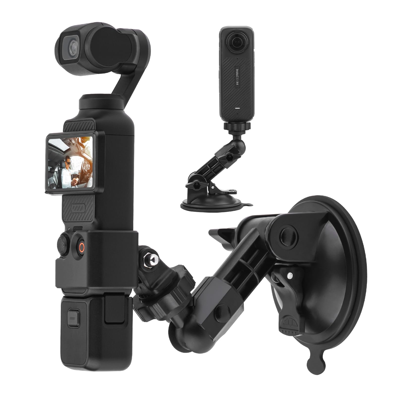 Brdrc Pocket 3 Suction Cup Mount, Windshield Window Dash Holder Kit With Expansion Adapter For Insta360 X3 X4 X2 Go 3S For Gopro