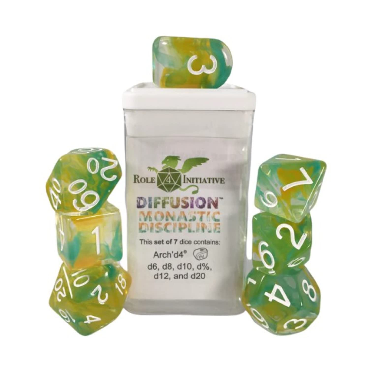 Role 4 Initiative Diffusion Poly Set   Monastic Discipline W/Numbers (7)