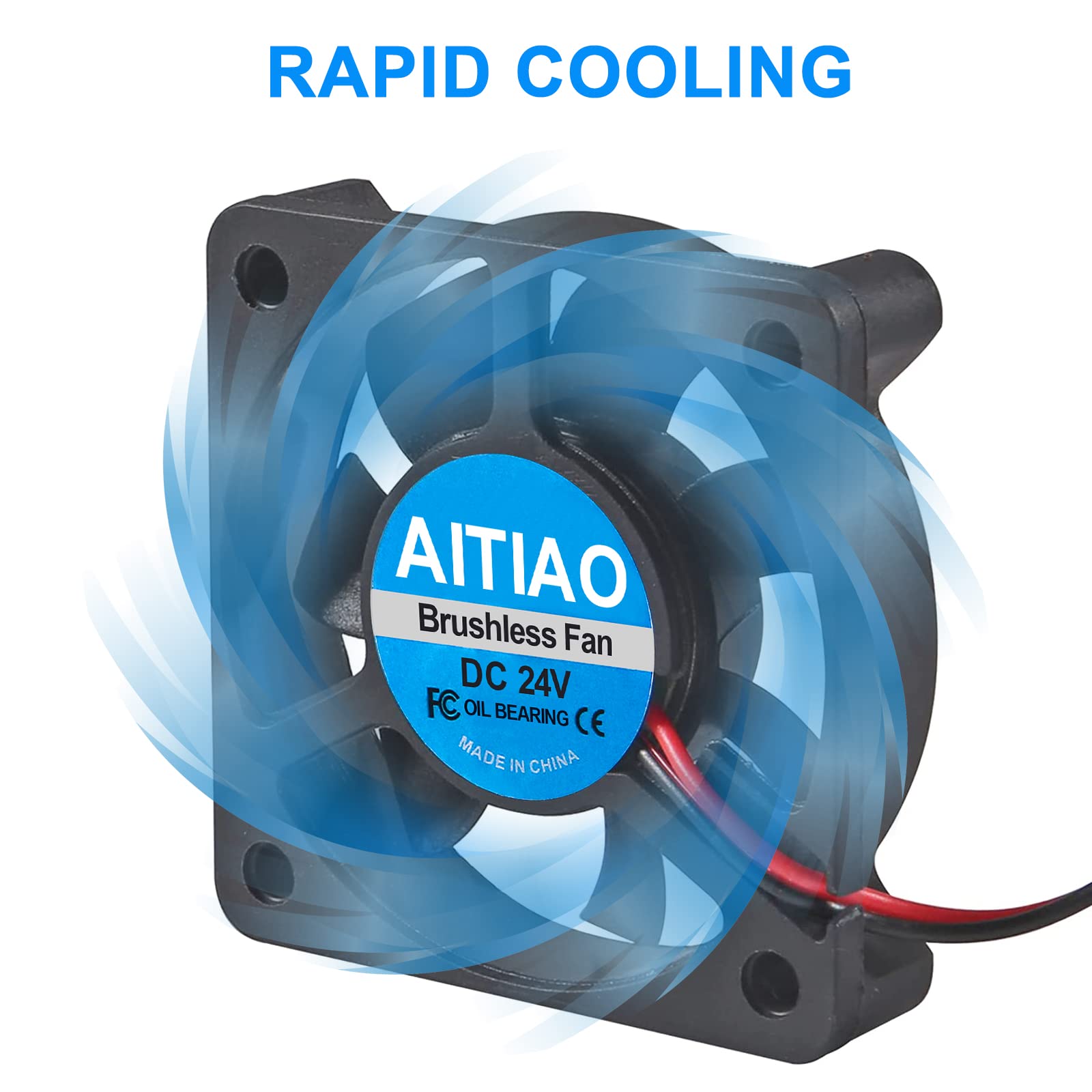 Aitiao 6Pcs 5010 Fan 24V Dc Brushless Cooling Fan 50Mm Oil Bearing Fan 50Mmx10Mm 3D Printer Silent Brushless Cooling Fan With 2P