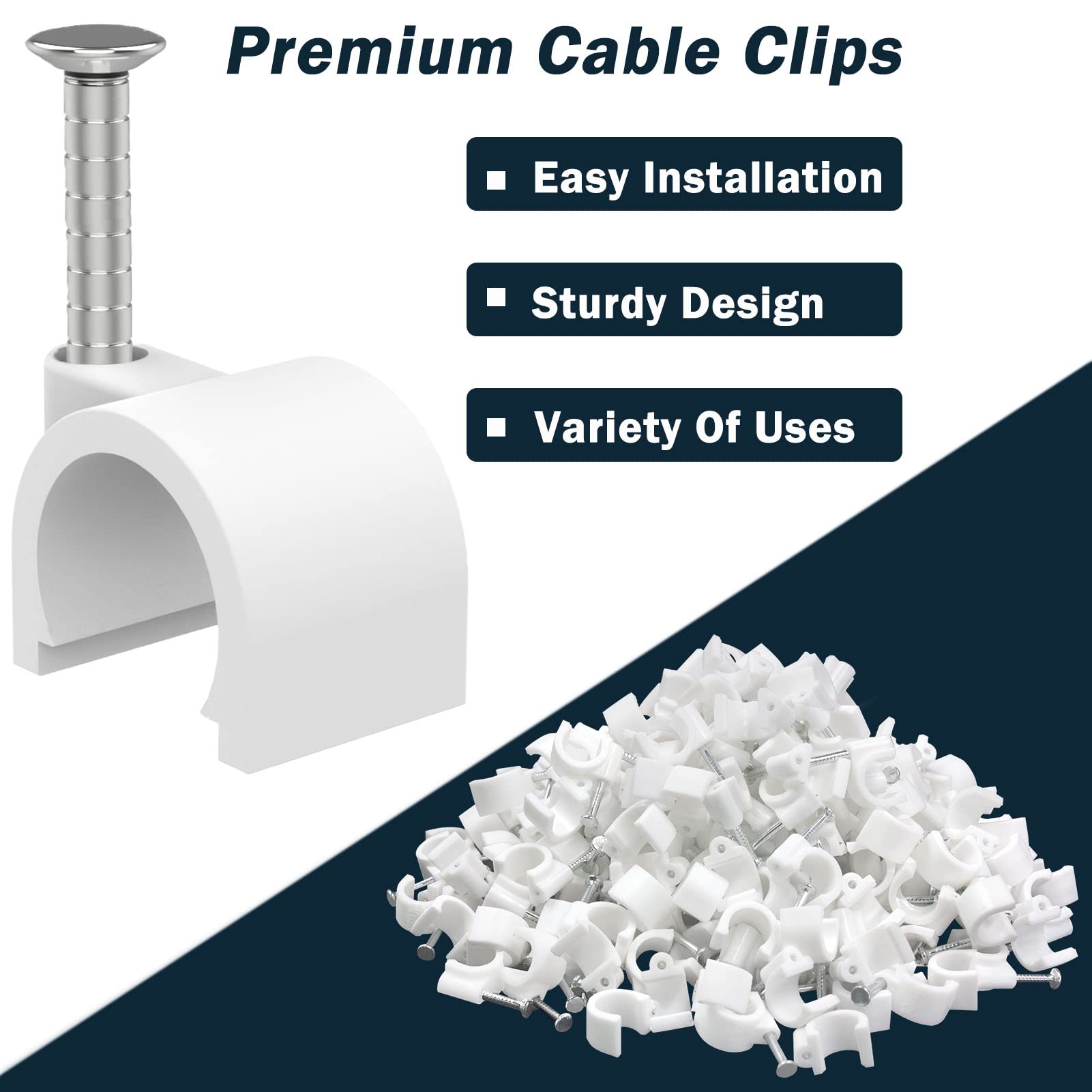 Cable Clips 10Mm Nail In Cable Clips 1000 Pcs Cable Wire Clips Cable Tacks Coax Cable Clips Speaker Wire Clips Cable Nails For C