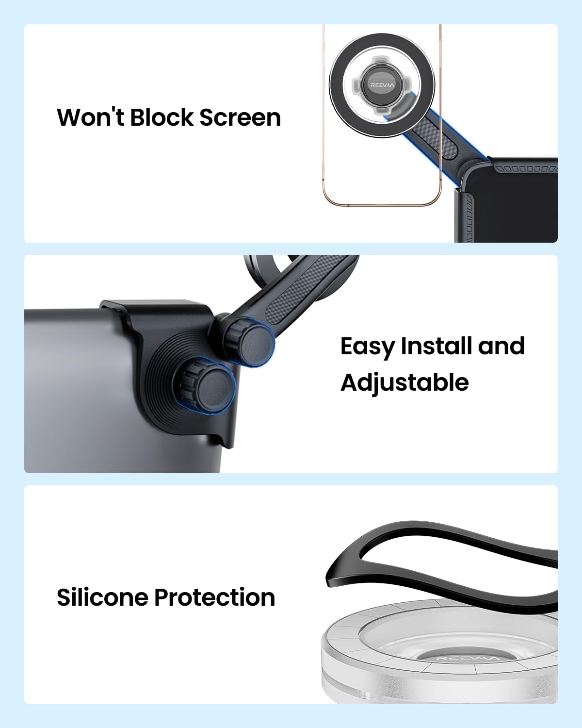 Reevaa 2025 Upgrade Tesla Phone Mount For Magsafe [Strongest Magnetic, No Glue] Adjustable Tesla Phone Holder For Model 3/S/X/Cy