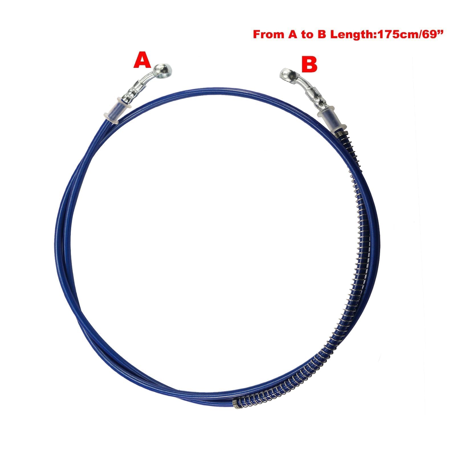 Pro Bat 70''/175Cm Braided Hydraulic Brake Hose Line Pipeline For Chinese Gy6 Scooter Atv Dirt Bike Go Kart 10Mm Banjo Ends Blue