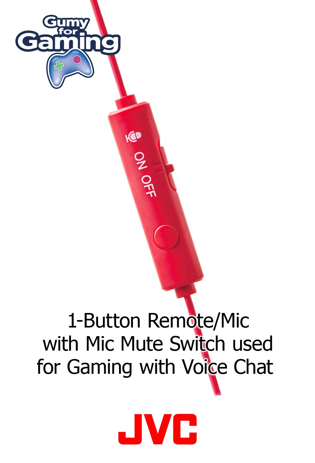 Jvc Gumy Gamer, In Ear Earbud Headphones With Mic, Remote, And Mute Switch For Gaming And Chatting, Powerful Sound, Comfortable