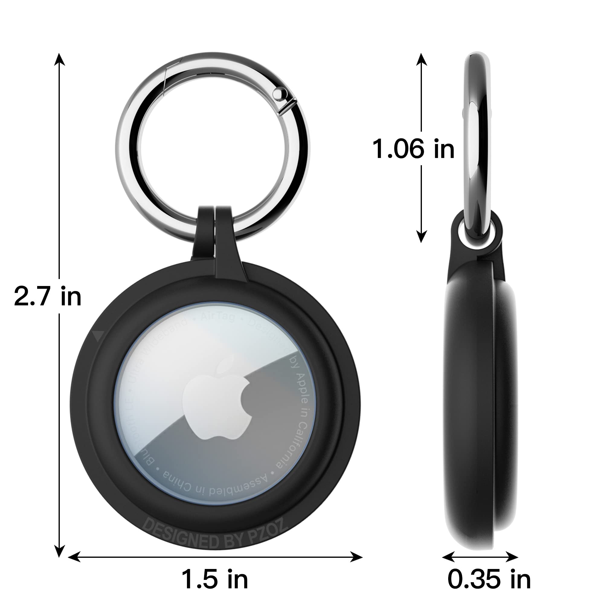 Pzoz (4 Pack) Airtag Case Keychain Built In Screen Protector Holder Compatible With Apple Airtag, Hard Plastic Waterproof Anti L