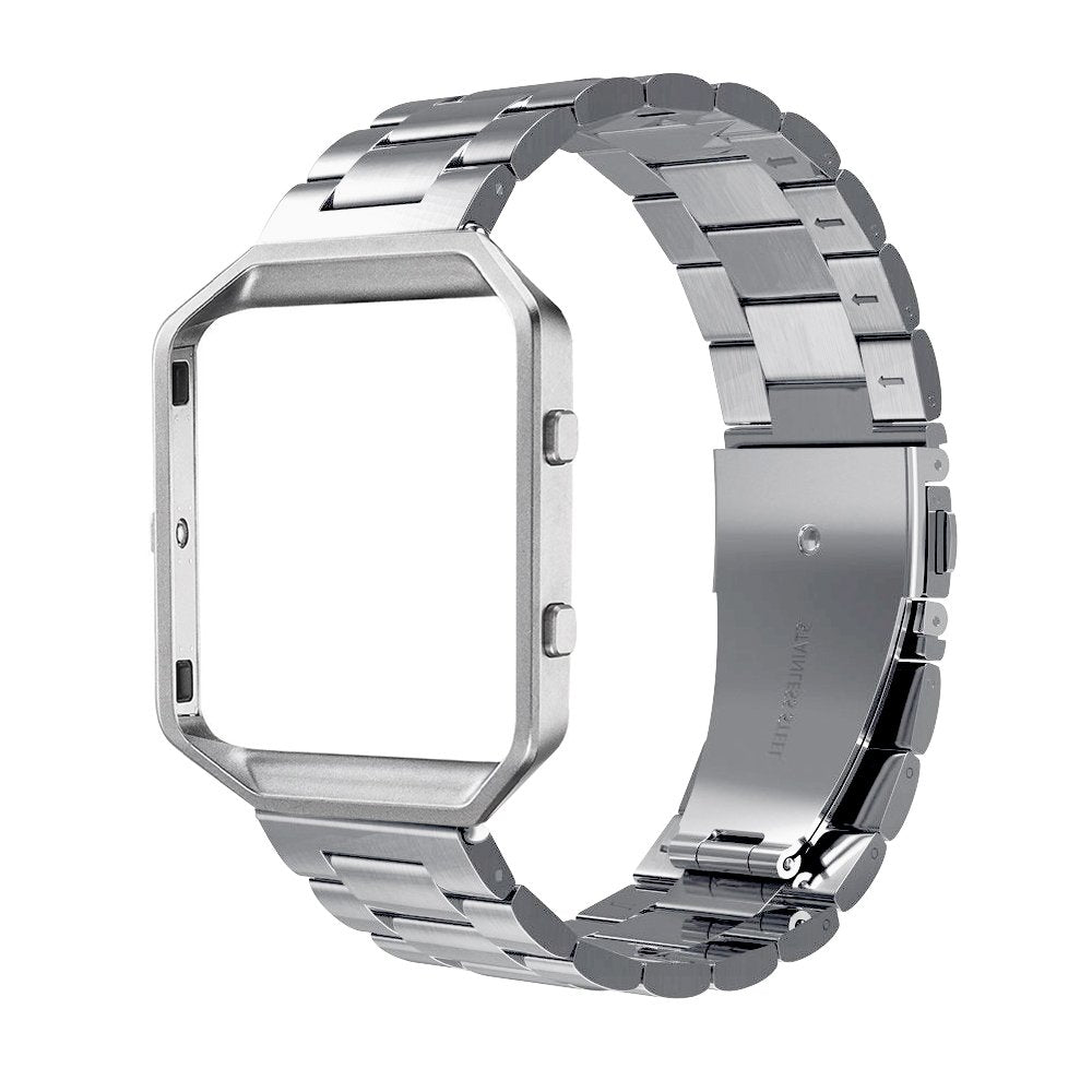 Simpeak Women Men Stainless Steel Band Strap With Stailess Steel Frame Compatible With Fitbit Blaze, Match Link Removal Tool, Si