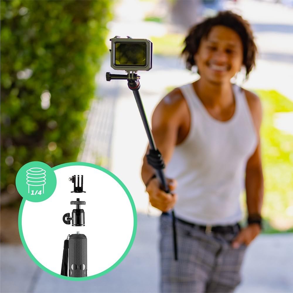 Joby Compact Monopod 2-In-1, Camera/Action Cam With Ball Head, Universal -20    Mount, Swivel Mount Compatible With Gopro, Dslr,