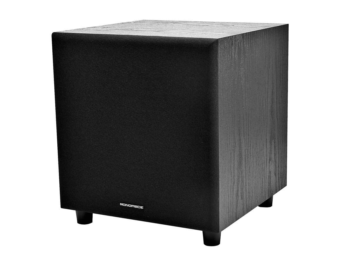 Monoprice 60 Watt Powered Subwoofer   8 Inch With Auto On Function, For Studio And Home Theater Black