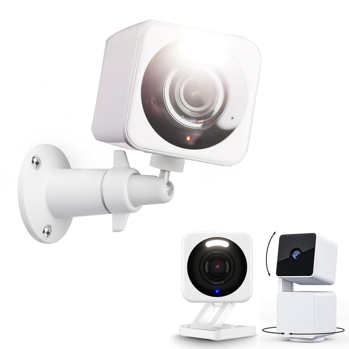 Uyodm 2 Pack Adjustable Wall Mount For Wyze Cam V4 / Wyze Cam Pan V3, 360�Rotation Mount Bracket Aluminum Alloy With 1/4 Screw Thread For Wyze Outdoor Indoor Security Camera System Durable