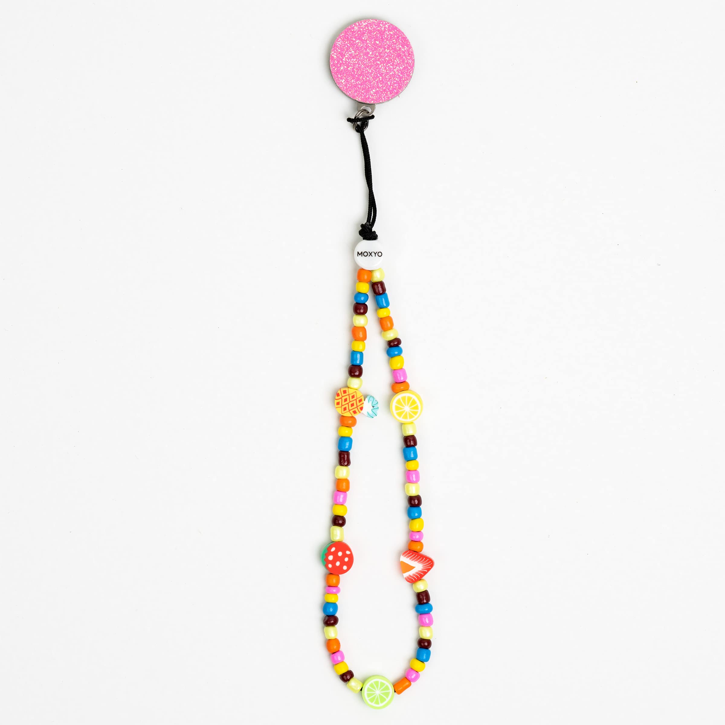 Moxyo Zigi Band Beaded Charm Bracelet Universal Wrist Strap Glitter Fruit Beaded Phone Lanyard, Adhesive Device Patch Compatible