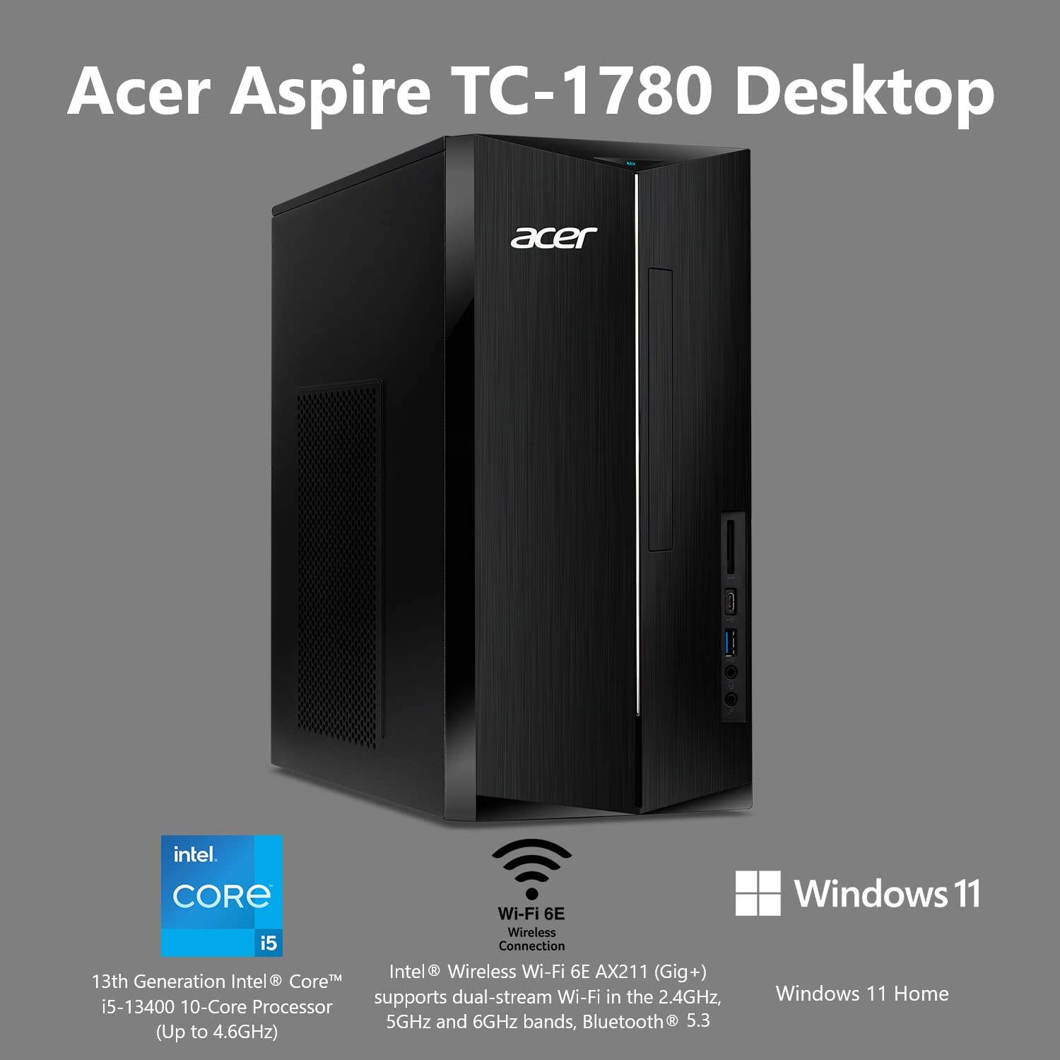 Acer Aspire Tc 1780 Ua92 Desktop | 13Th Gen Intel Core I5 13400 Processor | 8Gb 3200Mhz Ddr4 | 512Gb M.2 Ssd | Sd Card Reader |