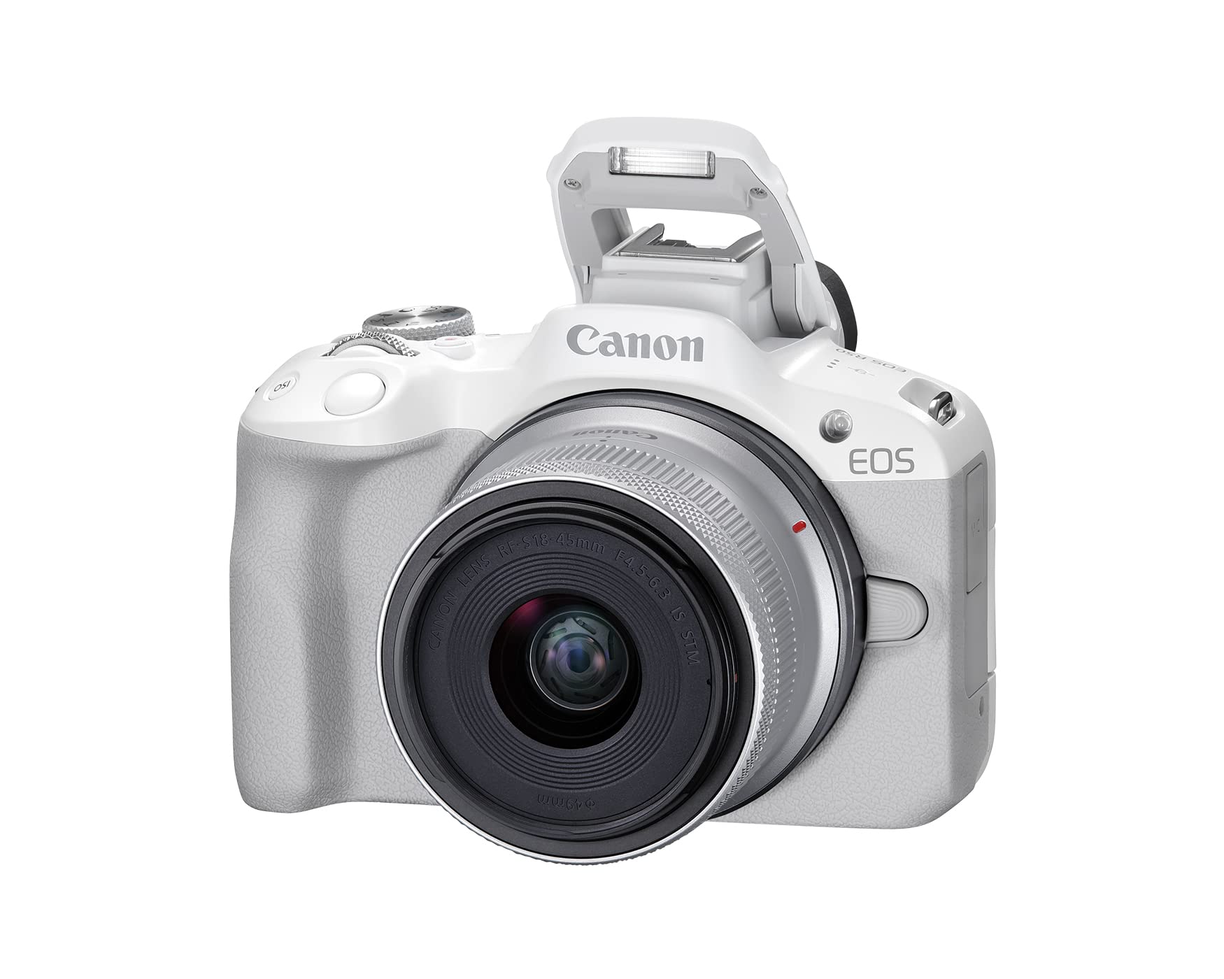 Canon EOS R50 Mirrorless Camera RF S18 45mm F4.5 6.3 is STM Lens Kit, 24.2 Megapixel CMOS (APS C) Sensor, 4K Video, Hybrid Camera, Photo and Video, Vlogging, Content Creator, RF Mount, White