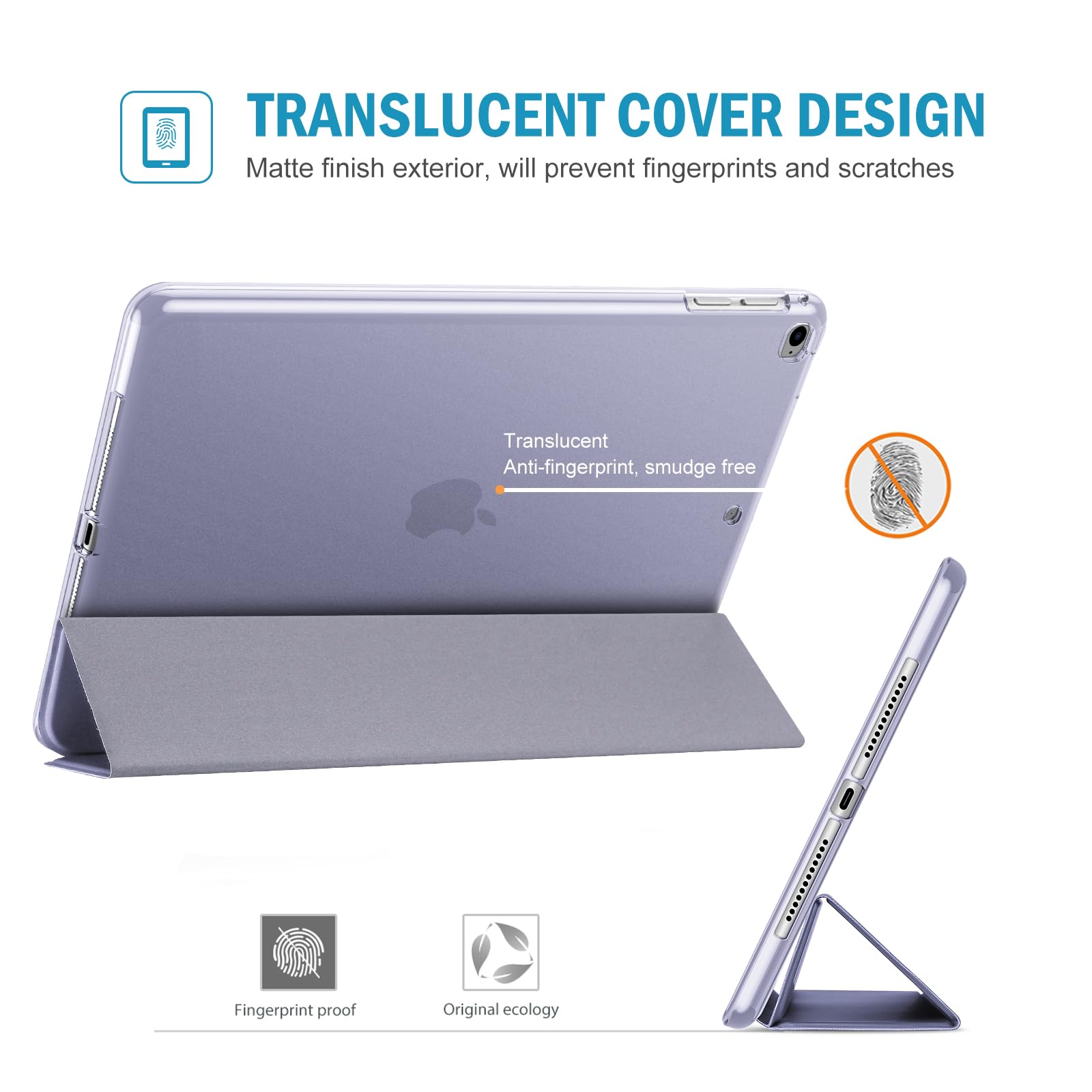 Procase Smart Case For Ipad 9.7 Inch Ipad 6Th 5Th Generation Cases, Ipad Air 2, Ipad Air Case, Slim Soft Tpu Cover Stand Smart Case For Ipad 9.7 2018 2017 Model Ipad Air 2 Air 1  Lightpurple