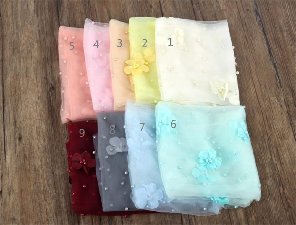 Coberllus Newborn Photography Props Boys Girls Wrap Blanket Baby Photo Shoot Floral Pearl Decorative Mesh Rug Layer Basket Fille