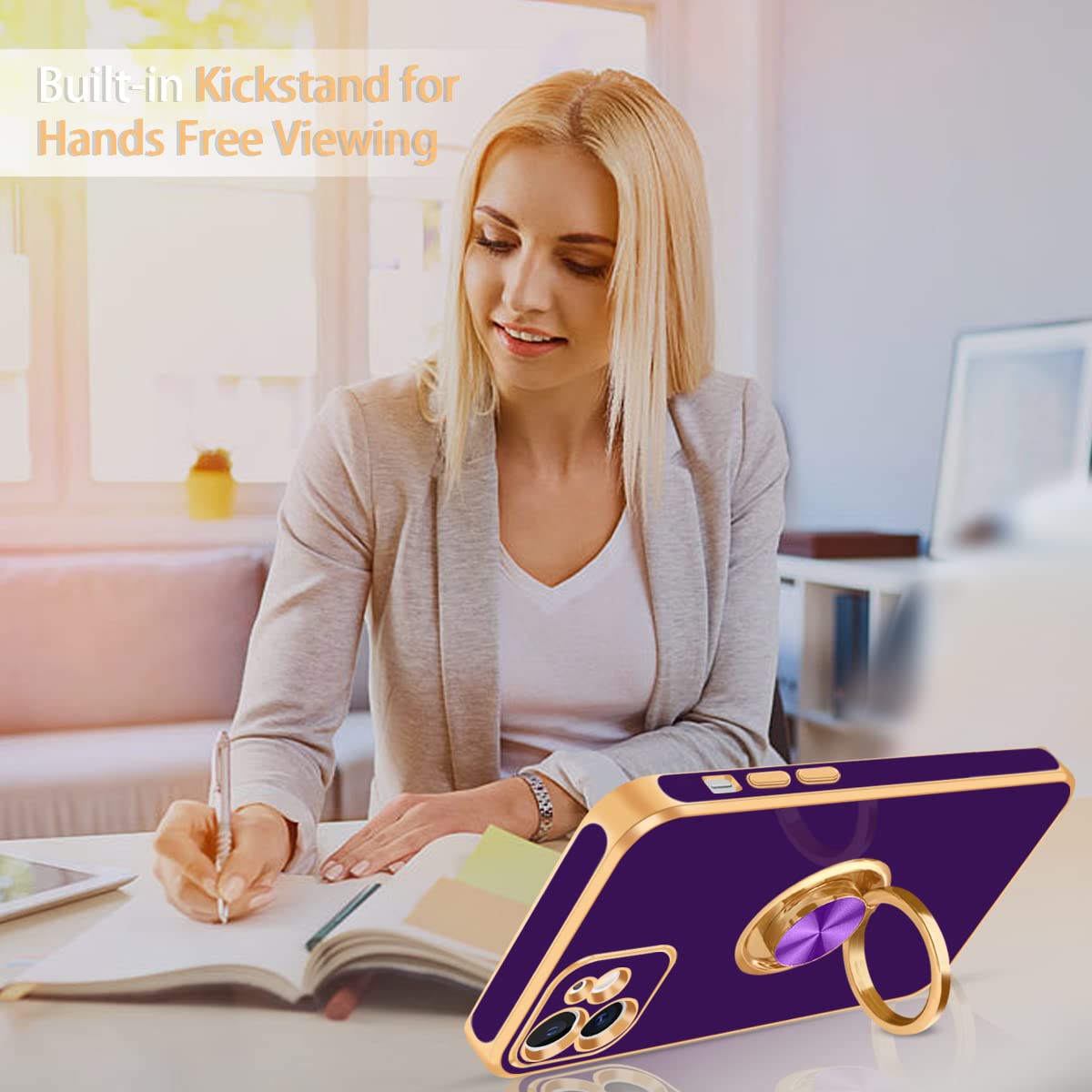 Fingic Compatible With Iphone 11 Case[With 360 Rotatable Ring Holder Kickstand] [Support Magnetic Car Mount] For Women Men Slim