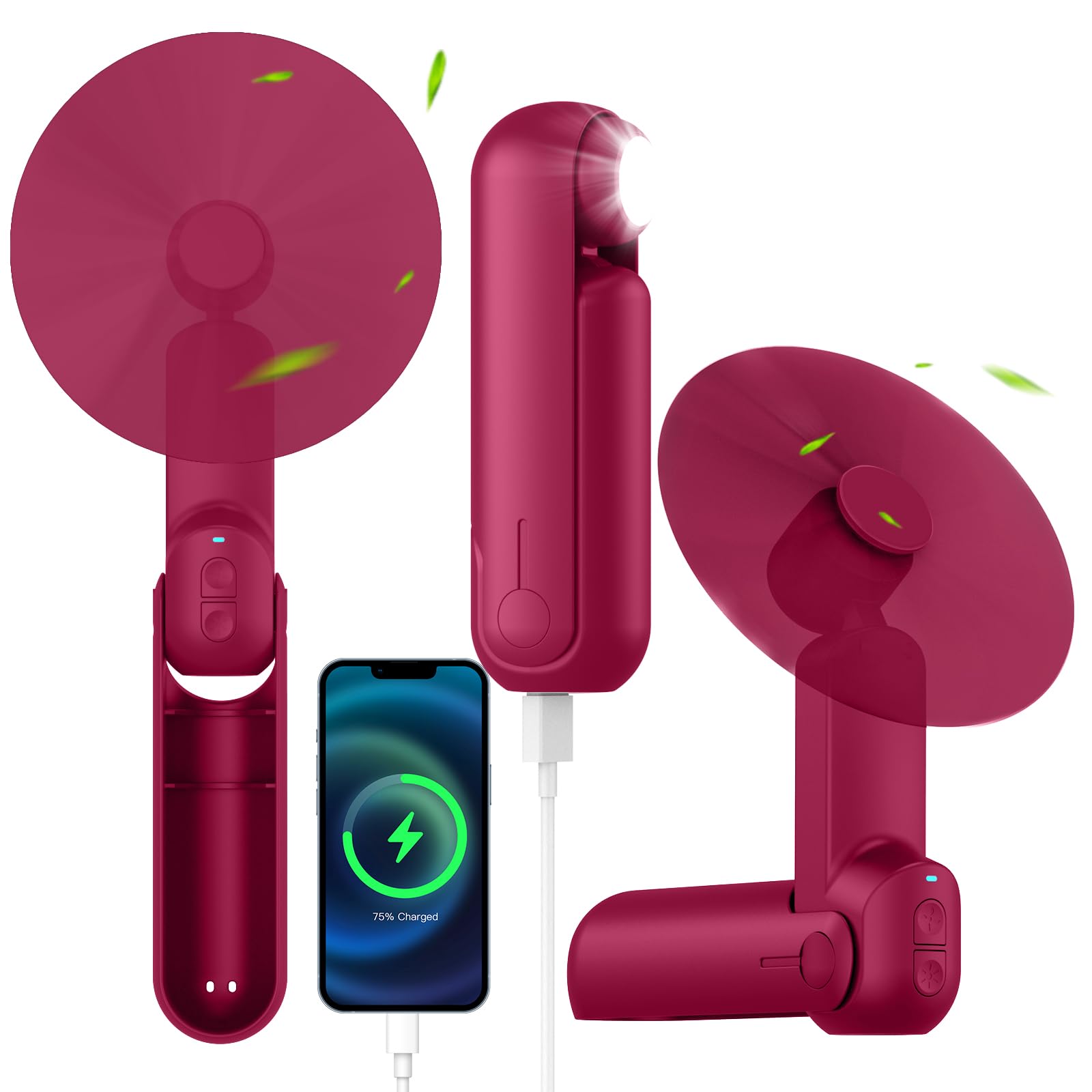 Nonlock 4 In 1 Portable Handheld Fan,Personal Foldable Cooling Fan, Mini Pocket Fan,Desk Fan,Hand Fan,Flashlight,Power Bank,Tabl