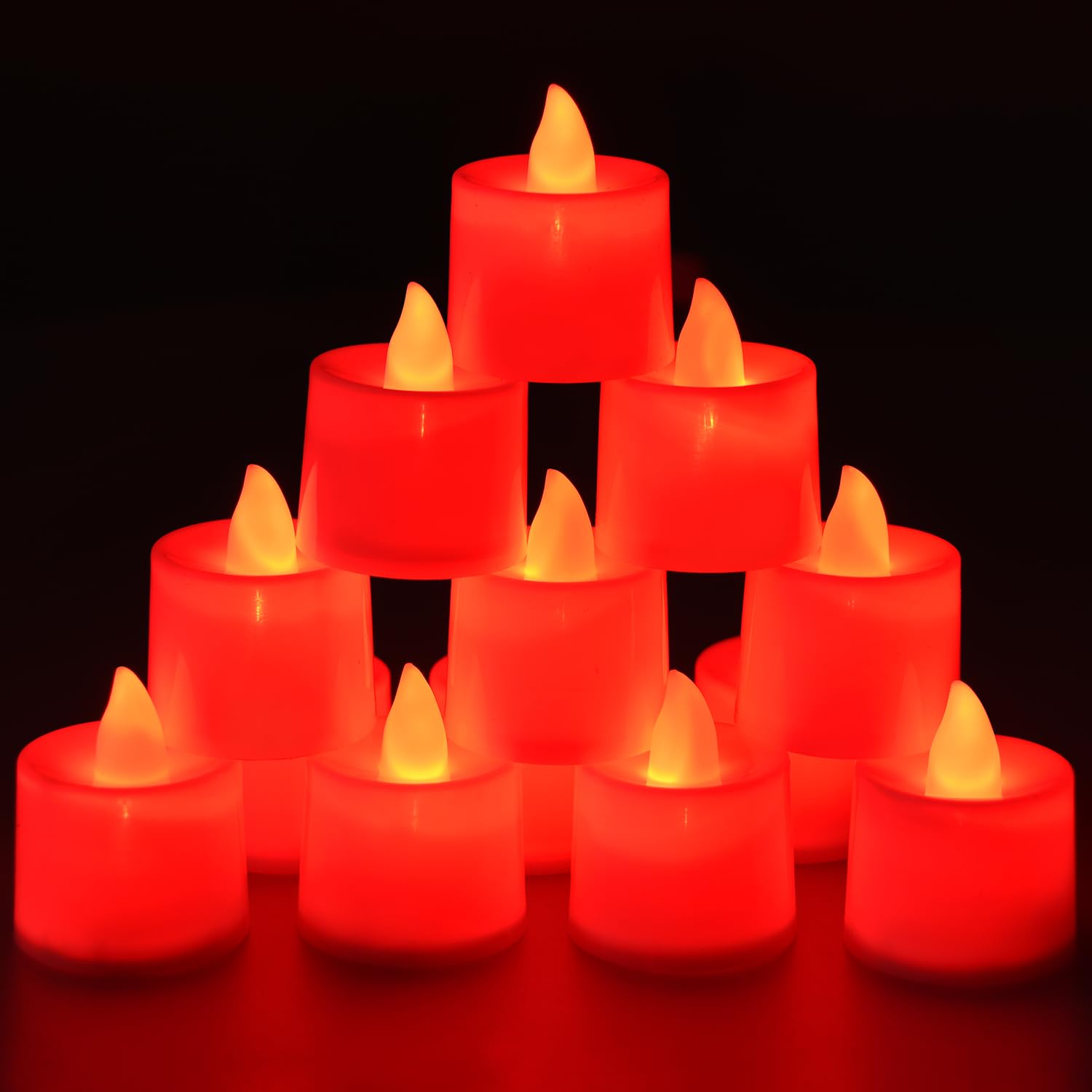KOABY 25 Pack Flameless Votive Candles, Last 8H+, Red Light, No Timer No Flickering