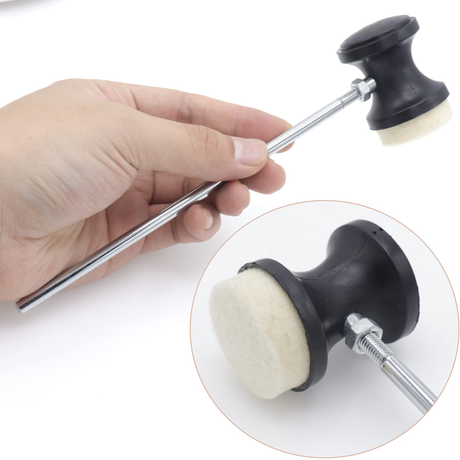 Cheerock 2Pcs Double-Sided Bass Drum Pedal Beater, Double Kick Drum Pedals Beater, Stainless Steel Handle Bass Drum Pedal Beater