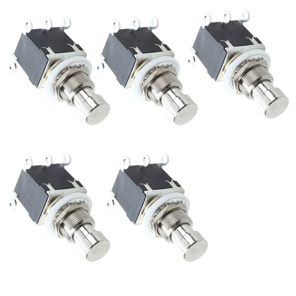 E Support 6Pin Dpdt Momentary Stomp Foot Switch Pedal Guitar Push Button Metal True Bypass Ac 250V/2A 125V/4A Pack Of 5