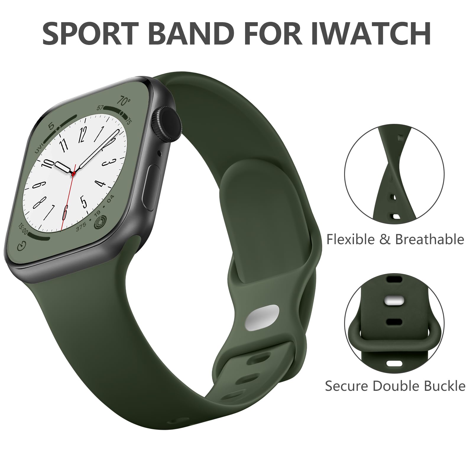 Daqin Sport Band Compatible With Apple Watch Band 44Mm 45Mm 46Mm 49Mm 38Mm 40Mm 41Mm 42Mm Men,Soft Silicone Waterproof Strap For